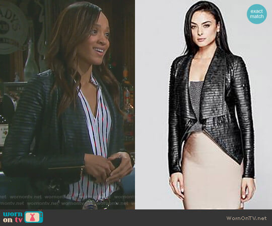 Guess Shayna Drape Leather Jacket worn by Lani Price (Sal Stowers) on Days of our Lives
