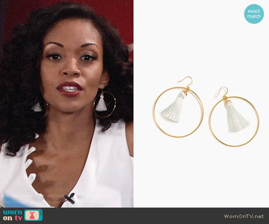 J.Crew Fringy Hoop Earrings worn by Hilary Curtis (Mishael Morgan) on The Young and the Restless
