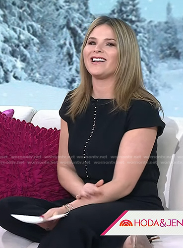 Jenna’s black jumpsuit with pearls on Today