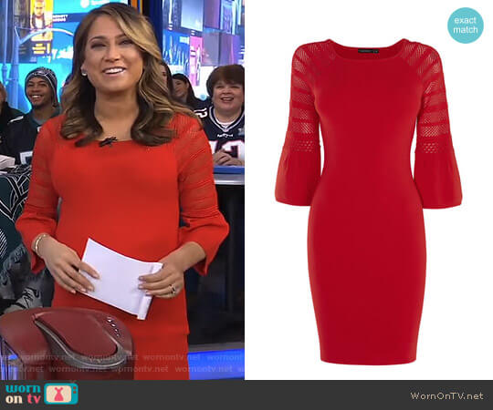 Karen Millen Fluted Sleeve Dress worn by Ginger Zee on Good Morning America
