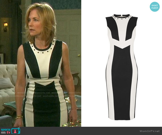 Karen Millen White Contrast Panel Dress worn by Eve Donovan (Kassie DePaiva) on Days of our Lives