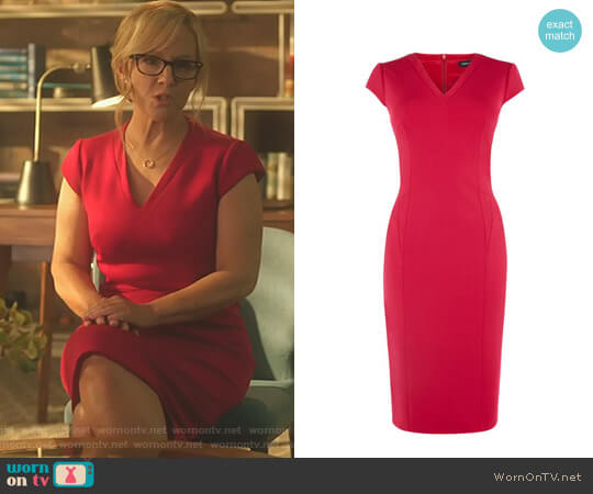 Karen Millen V-Neck Pencil Dress worn by Linda Martin (Rachael Harris) on Lucifer