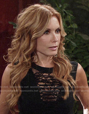 Lauren’s black lace panel lace-up top on The Young and the Restless