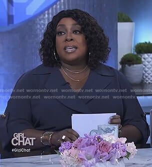 Loni’s navy wrap jumpsuit on The Real