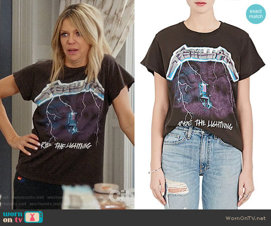 Madeworn Metallica Distressed Cotton T-shirt worn by Mackenzie Murphy (Kaitlin Olson) on The Mick