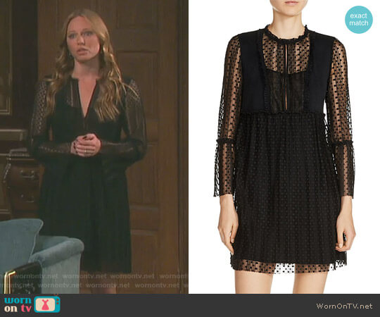Maje Rezane Swiss Dot Dress worn by Abigail Deveraux (Kate Mansi) on Days of our Lives