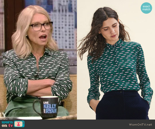 Maje Clelia Shirt worn by Kelly Ripa on Live with Kelly and Mark