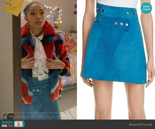 Maje Joseph Suede Wrap Skirt worn by Zoey Johnson (Yara Shahidi) on Grown-ish