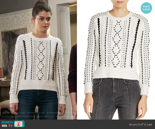 Maje Mila Cable Knit Sweater worn by Sabrina Pemberton (Sofia Black D'Elia) on The Mick