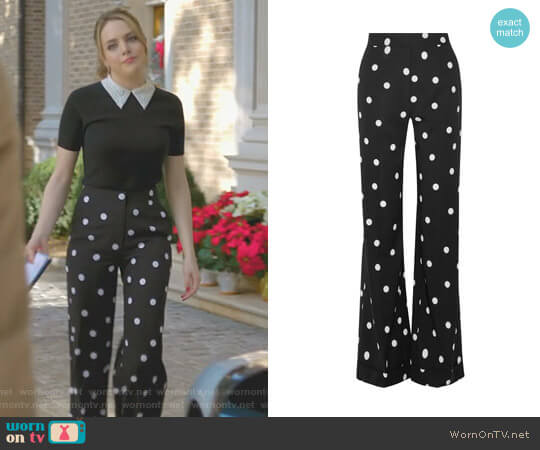 Monse Polka-Dot Wide-Leg Pants worn by Fallon Carrington (Elizabeth Gillies) on Dynasty