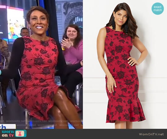 New York & Company Eva Mendes Collection Isadora Jacquard Sheath Dress worn by Robin Roberts on Good Morning America