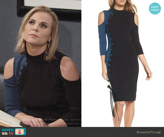 Nic + Zoe Swirl Cold Shoulder Dress worn by Phyllis Newman (Gina Tognoni) on The Young and the Restless