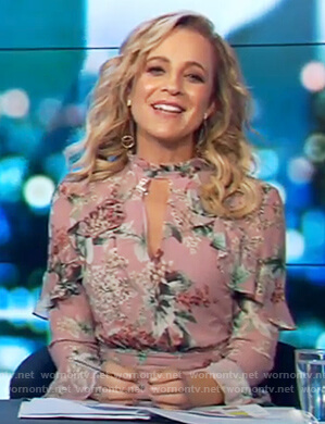 Carrie’s pink ruffle playsuit on The Project