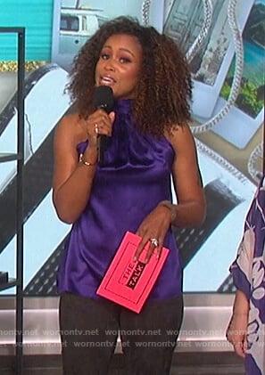 Eve’s purple halter neck top on The Talk