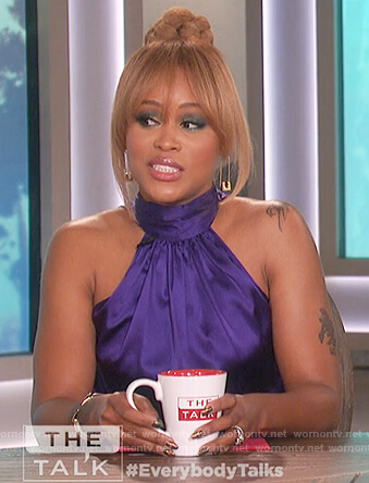 Eve’s purple halter neck top on The Talk