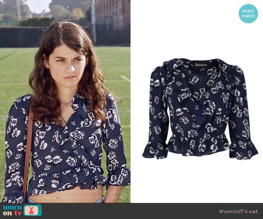 Realisation The Cher Top in Navy Pansy worn by Sabrina Pemberton (Sofia Black D'Elia) on The Mick