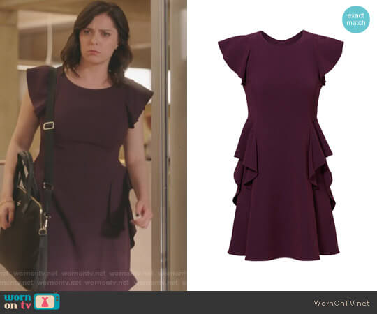 Rebecca Taylor Ruffled Crepe Dress worn by Rebecca Bunch (Rachel Bloom) on Crazy Ex-Girlfriend