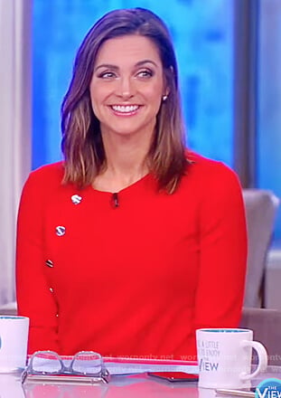 Paula’s red button embellished sweater on The View