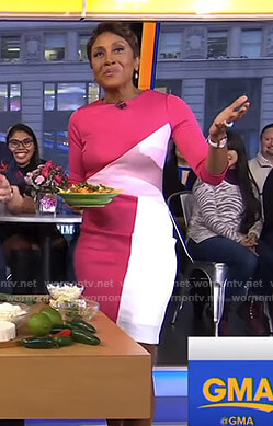 Robin’s pink colorblock dress on Good Morning America