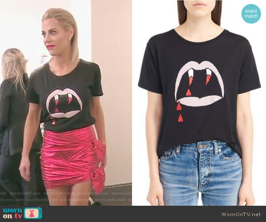 Saint Laurent Blood Luster Graphic Cotton Tee worn by Dorit Kemsley on The Real Housewives of Beverly Hills