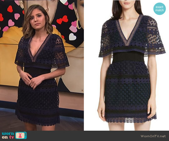 Self Portrait Guipure Lace Cape Dress worn by Erin Lim on E! News