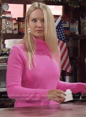 Sharon’s pink turtleneck on The Young and the Restless