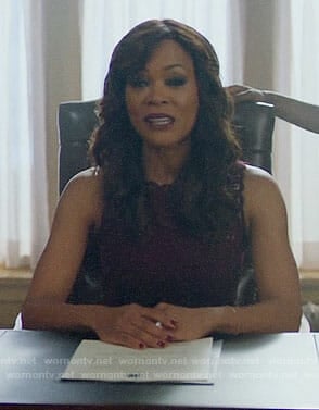 Sierra’s burgundy embroidered dress on Riverdale