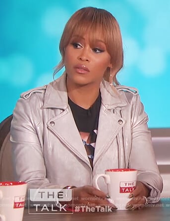 Eve’s metallic moto jacket and Tupac t-shirt on The Talk