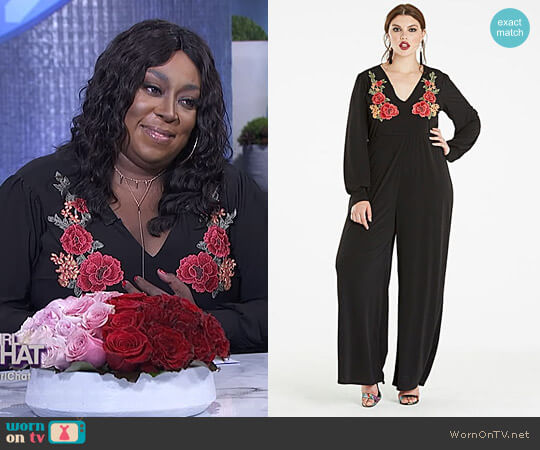 Simply Be Embroidered Long Sleeve Jumpsuit worn by Loni Love on The Real