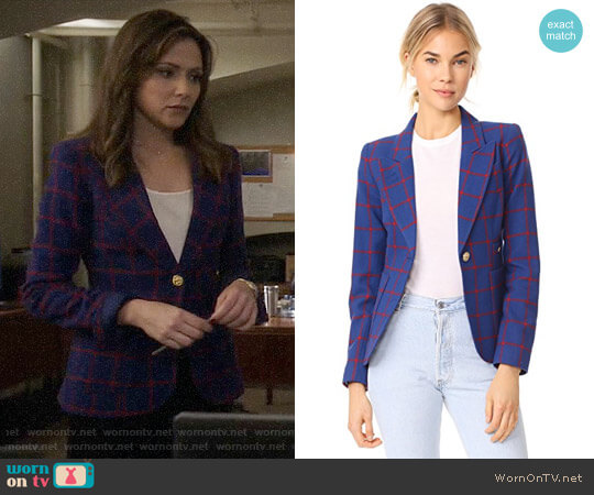 Smythe Duchess Blazer in Blue/Red Windowpane worn by Emily Rhodes (Italia Ricci) on Designated Survivor