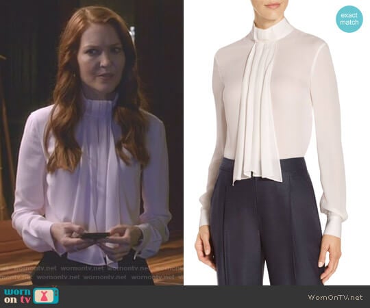 St John Collection Satin Silk Georgette Neck Tie Blouse worn by Abby Whelan (Darby Stanchfield) on Scandal