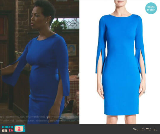 St John Split Sleeve Milano Knit Dress worn by Valerie Grant (Vanessa Williams) on Days of our Lives