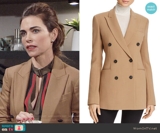 Theory Graham Power Blazer worn by Victoria Newman (Amelia Heinle) on The Young and the Restless