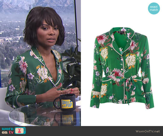 Topshop Floral Satin Pyjama Shirt worn by Zuri Hall on E! News