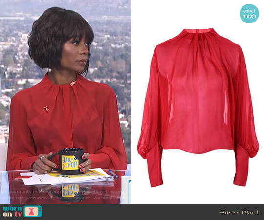 Topshop Pleat Neck Blouse worn by Zuri Hall on E! News