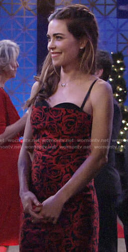 Victoria’s rose print Valentines Day dress on The Young and the Restless
