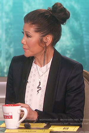 Julie’s black blazer and eyelet top on The Talk