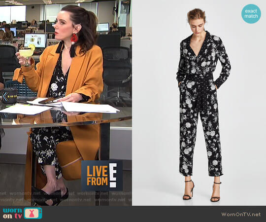 Zara Floral Print Jumpsuit worn by Melanie Bromley on E! News