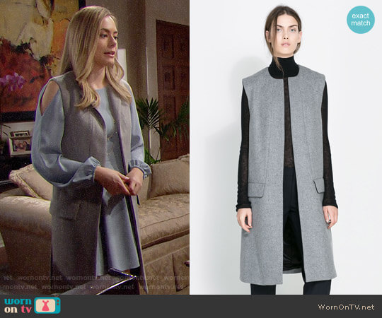Zara Studio Long Vest worn by Hope Logan (Annika Noelle) on The Bold and the Beautiful
