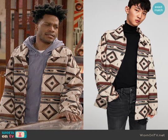 Zara Oversized Jacquard Jacket worn by Franco Wicks (Jermaine Fowler) on Superior Donuts