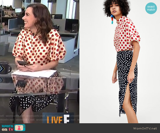 Zara Midi Skirt with Lace Trim worn by Melanie Bromley on E! News
