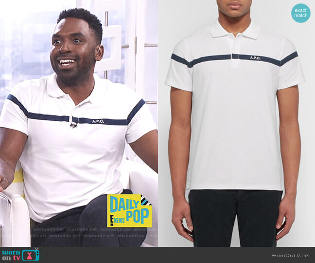 APC Henri Embroidered Polo Shirt worn by Justin Sylvester on E! News