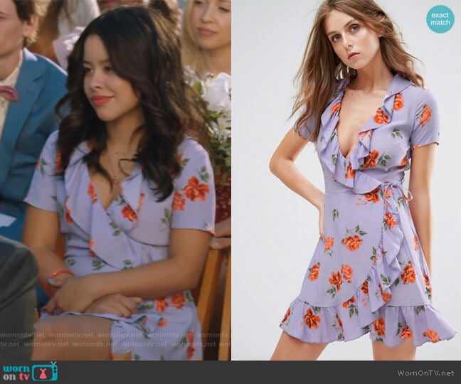 Nobodys Child Wrap Front Dress With Ruffle Hem In Vintage Floral worn by Mariana Foster (Cierra Ramirez) on The Fosters