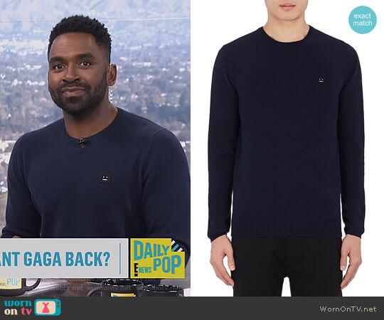 Acne Studios Dasher O Face Wool Sweater worn by Justin Sylvester on E! News