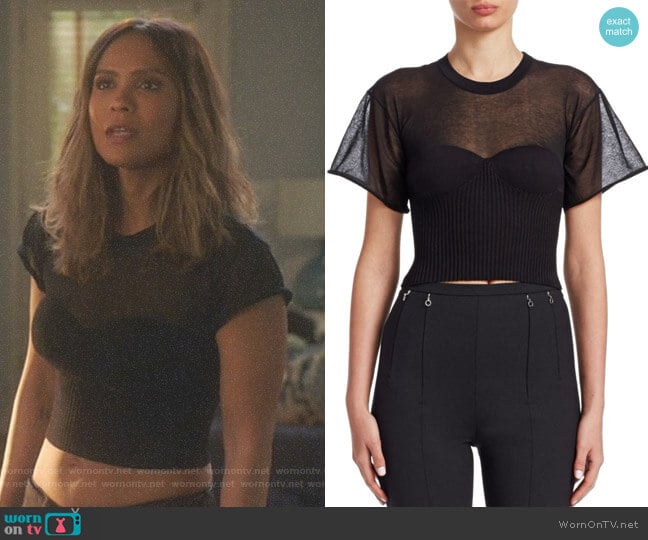 Alexander Wang Cropped Tee With Integral Bra Cups worn by Mazikeen (Lesley-Ann Brandt) on Lucifer