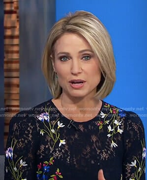 Amy’s black floral lace dress on Good Morning America