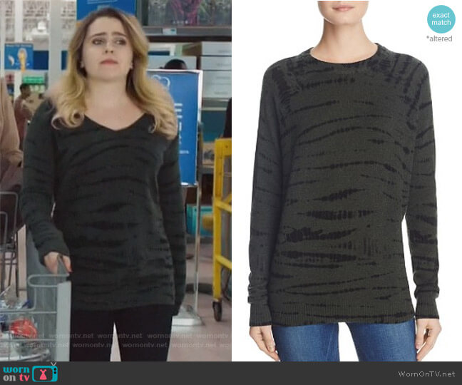 Aqua Cashmere Tie-Dye Crewneck Sweater worn by Annie Marks (Mae Whitman) on Good Girls