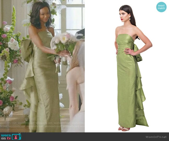 Bambah Olive Back Bow Pencil Gown worn by Monica Colby (Wakeema Hollis) on Dynasty
