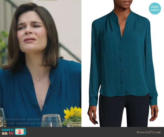 Elie Tahari Bea Silk Blouse worn by Heather Hughes (Betsy Brandt) on Life in Pieces