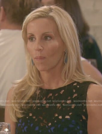 Camille’s black lace dress with cutouts on The Real Housewives of Beverly Hills